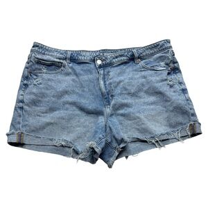 American Eagle Mom Shorts High Rise Distressed Denim Blue US 20 Y2K